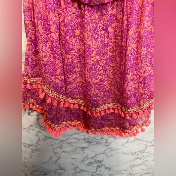 NEW Ramy Brook Printed Ro Electric Orange Combo Pink Strapless Dress Size M - Picture 8 of 12